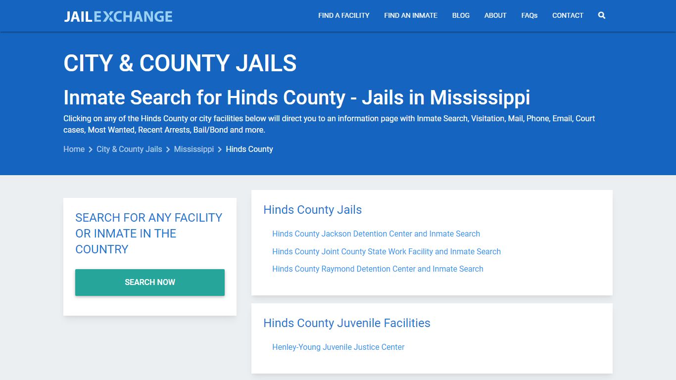 Inmate Search for Hinds County | Jails in Mississippi - Jail Exchange